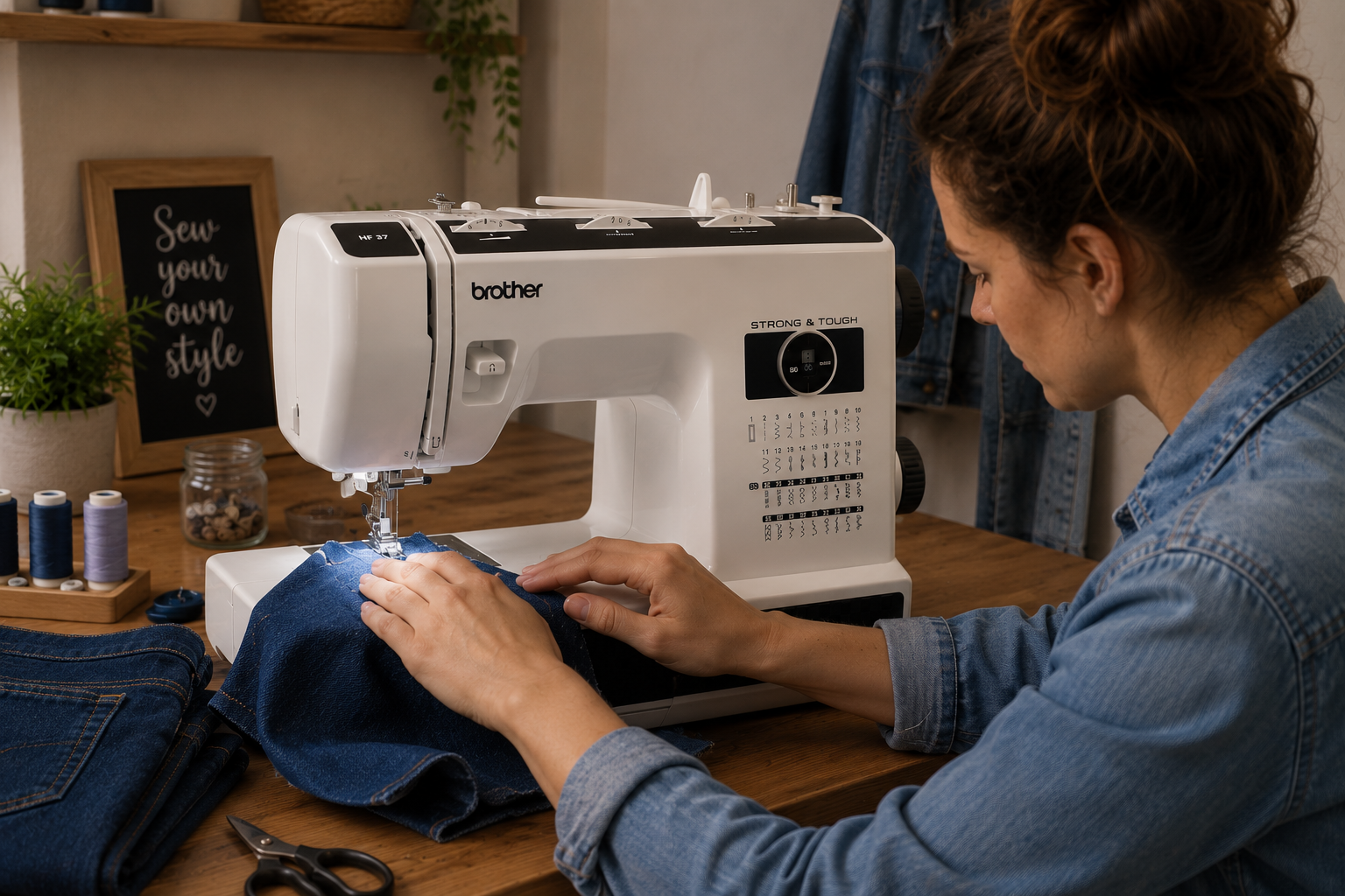 Kun je een spijkerbroek inkorten met een gewone naaimachine?